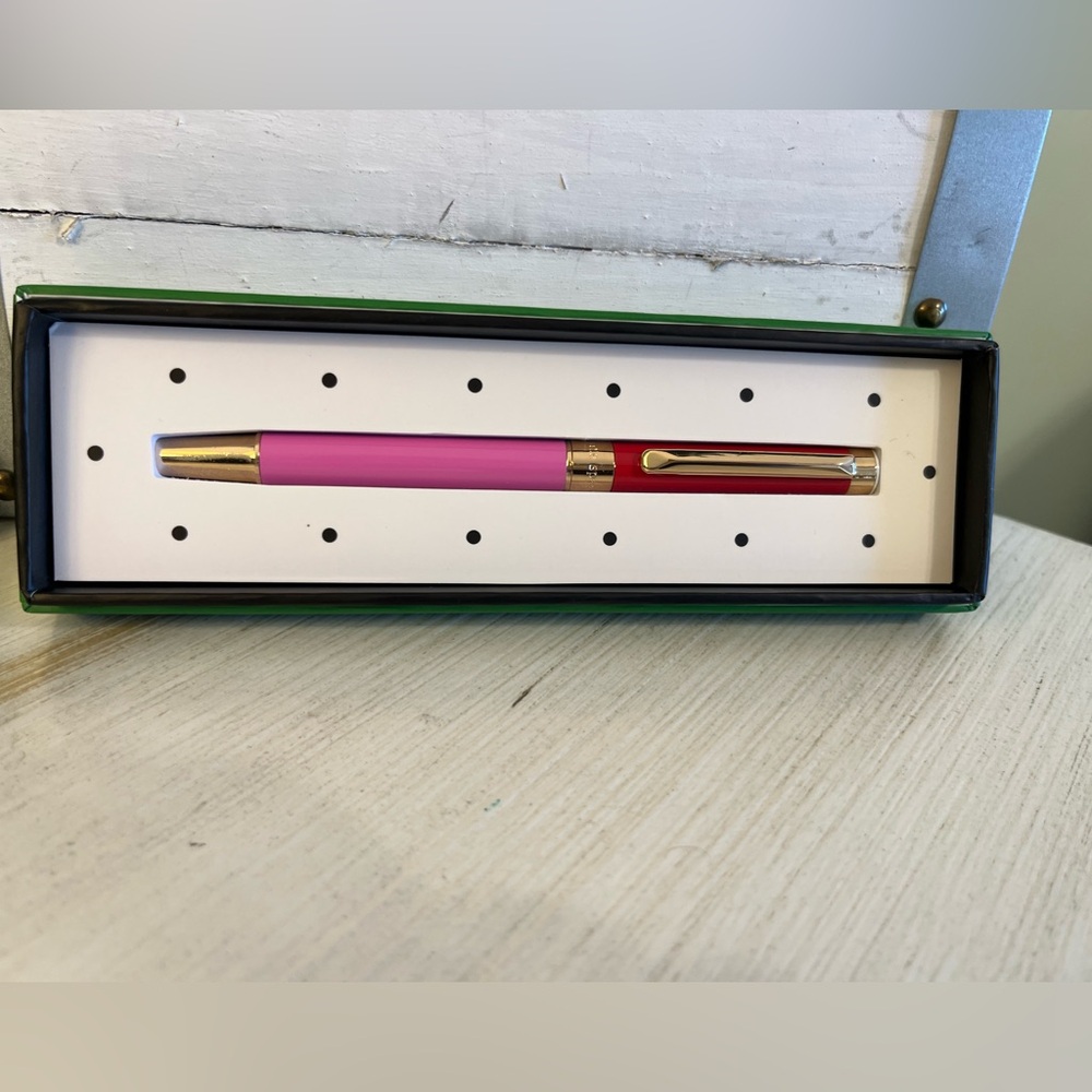 Kate Spade Red & Pink Color-block Ballpoint Pen in Gift Box NWT - Picture 3 of 8